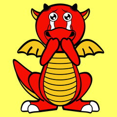 cute dragon character cartoon kawaii expression illustration in vector format