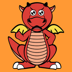 cute dragon character cartoon kawaii expression illustration in vector format