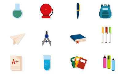 Set supplies school vector illustration