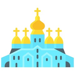 St. Michael's Golden-Domed Monastery icon, Ukraine related vector illustration