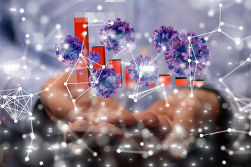 virus Connecting lines and dots.Big data visualization