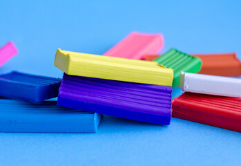Multi-colored plasticine. The concept of children's leisure and creativity