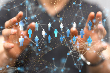 Global network. Blockchain. 3D illustration. Neural networks and artificial intelligence. Abstract