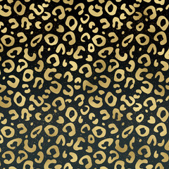 Golden leopard print, dark gradient texture, background.