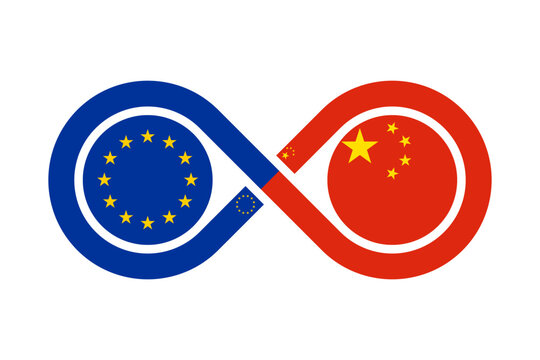 the concept of harmony icon. european union and china flags. vector illustration isolated on white background
