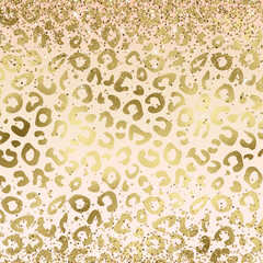 Golden leopard print texture, gold glitter gradienr background.