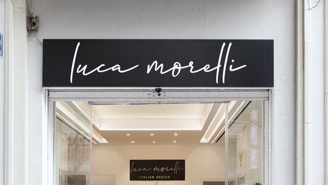 VALENCIA, SPAIN - MARCH 10, 2022: Luca Moretti footwear shop in city center