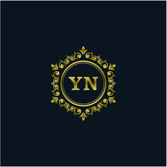 Letter Initial YN with luxury Template. luxury gold vector logo design premium  - obrazy, fototapety, plakaty