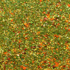 Photo of closeup texture of orange spice for garnish dishes and other food, background