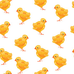 Seamless pattern with a cute little chicken