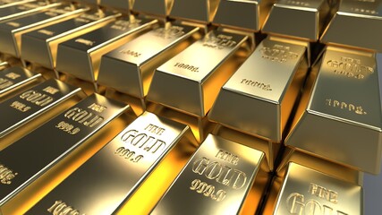  gold in bullion in large quantities . gold fund . 3d render