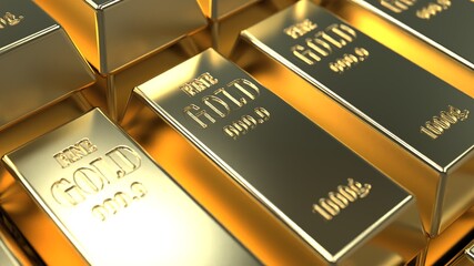  gold in bullion in large quantities . gold fund . 3d render