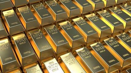  gold in bullion in large quantities . gold fund . 3d render