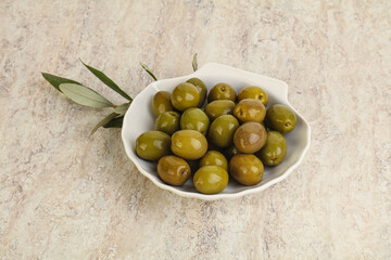 Tasty marinated olives in the bowl