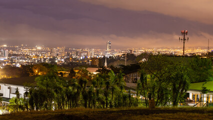 San Jose, Costa Rica, Night city panorama, Urban view