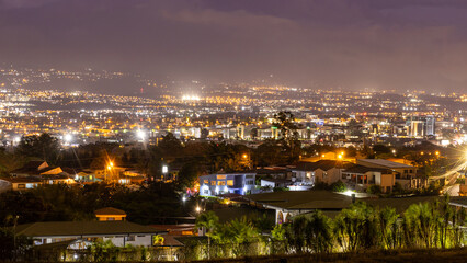 Fototapeta na wymiar San Jose, Costa Rica, Night city panorama, Urban view