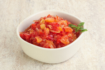 Hungary vegetarian Lecho with vegetables