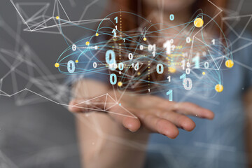 Global network. Blockchain. 3D illustration. Neural networks and artificial intelligence. Abstract  3d