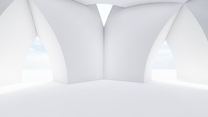 Obraz premium Abstract architecture background white arches in interior 3d render