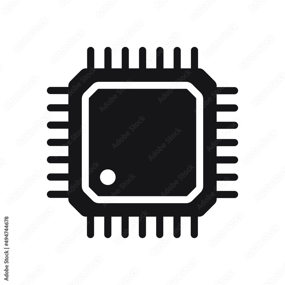 Poster electronic chip vector icon isolated on white background. computer chip icon, cpu microprocessor chi