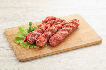 Raw beef kebab minced meat