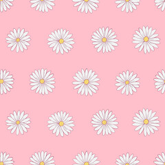 Seamless vector pattern of chamomile. Decoration print for wrapping, wallpaper, fabric, textile.	