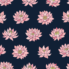 Seamless vector pattern of lotuses. Decoration print for wrapping, wallpaper, fabric, textile.	