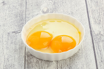 Chicken egg in the bowl