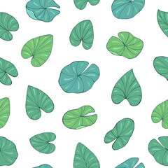 Seamless vector pattern of water lilies. Decoration print for wrapping, wallpaper, fabric, textile.