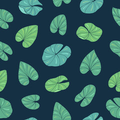 Seamless vector pattern of water lilies. Decoration print for wrapping, wallpaper, fabric, textile.