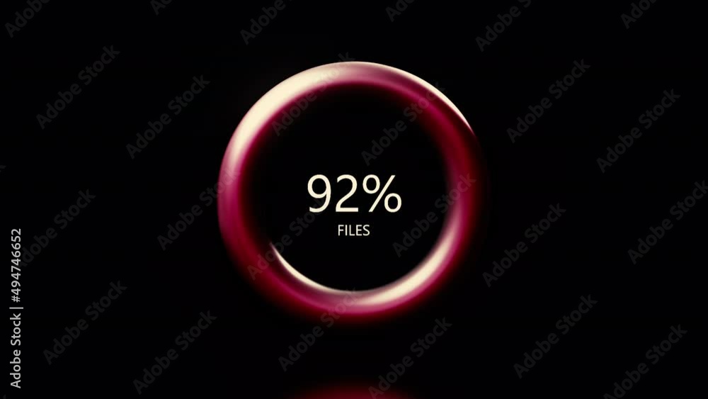 Poster dark background with red shades.motion.loading as a percentage running along the ring line in red.