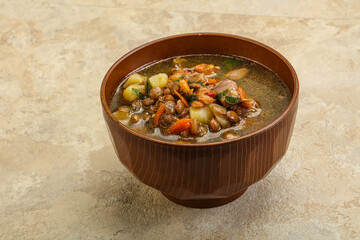 Lentil soup with chicken and vegetables