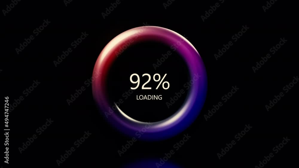 Poster black background.motion. a bright running load in abstraction that descends from one hundred percent