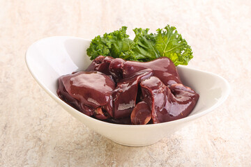 Raw chicken liver in the bowl