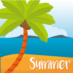 Poster Summer palm and beach vector illustration