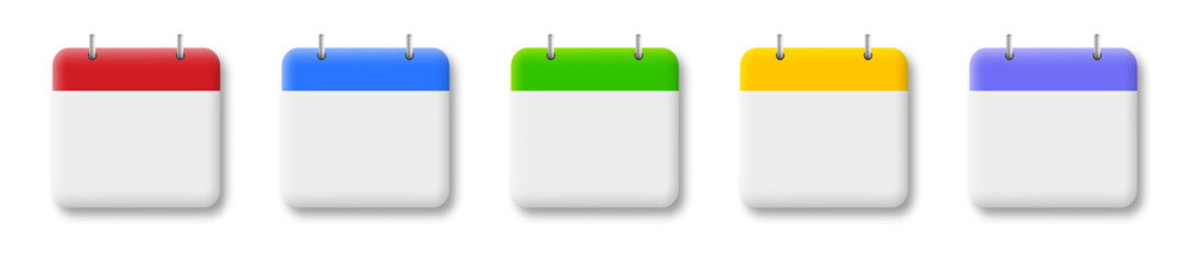 Calendar date 3d icon set. Vector illustration isolated on white background.