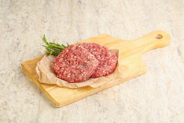 Raw beef burger cutlet for grill