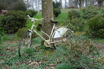 Fototapeta na wymiar FU 2021-04-04 Ostertour 70 Vor dem Baum steht ein Fahrrad