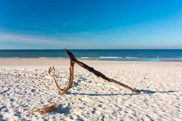 Beautiful scenery of the Baltic Sea beach in Leba. Poland