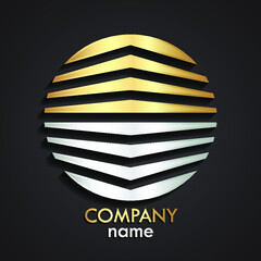 3d golden silver abstract circle logo