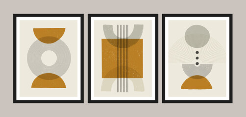 Mid century modern art print,set of 3. Gallery wall printable art. Boho style interior decor.