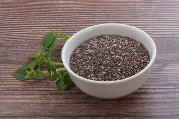 Dietary chia seeds in the bowl