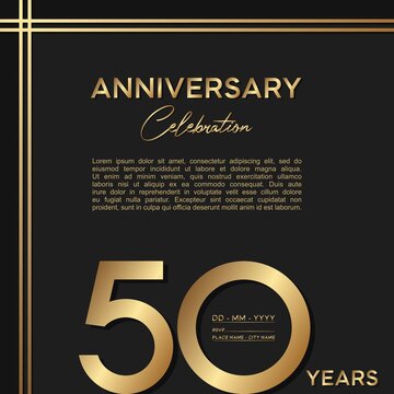 50th anniversary logotype. Golden anniversary celebration template design for booklet, leaflet, magazine, brochure poster, banner, web, invitation or greeting card. Vector illustrations.