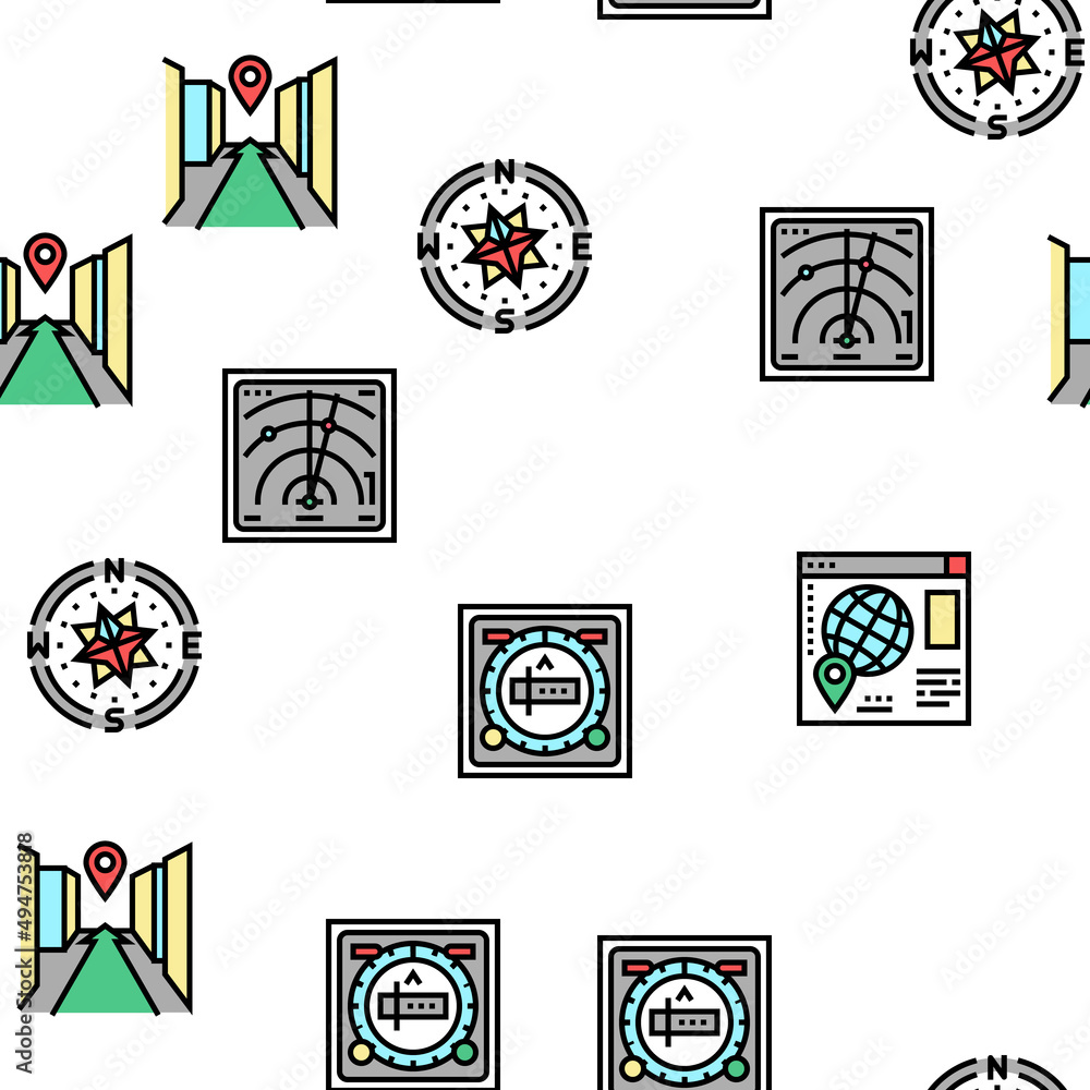 Aufkleber map location system vector seamless pattern thin line illustration