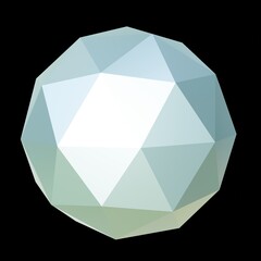 Blue and green geometric ore, low poly. 3d rendering. Decorative ball.