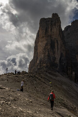 Mountain trail Tre Cime di Lavaredo in Dolomites in Italy