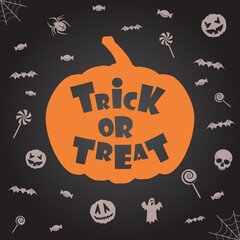 trick or treat halloween background. Vector template for design