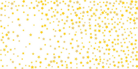 Star confetti. Golden casual confetti background. Bright design pattern. Vector template with gold stars.