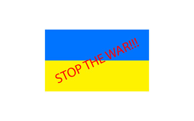 Ukraine flag background with Stop war sign. Russia and Ukraine concept of resistance. Pray for Ukraine