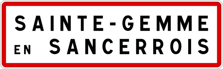 Panneau entrée ville agglomération Sainte-Gemme-en-Sancerrois / Town entrance sign Sainte-Gemme-en-Sancerrois